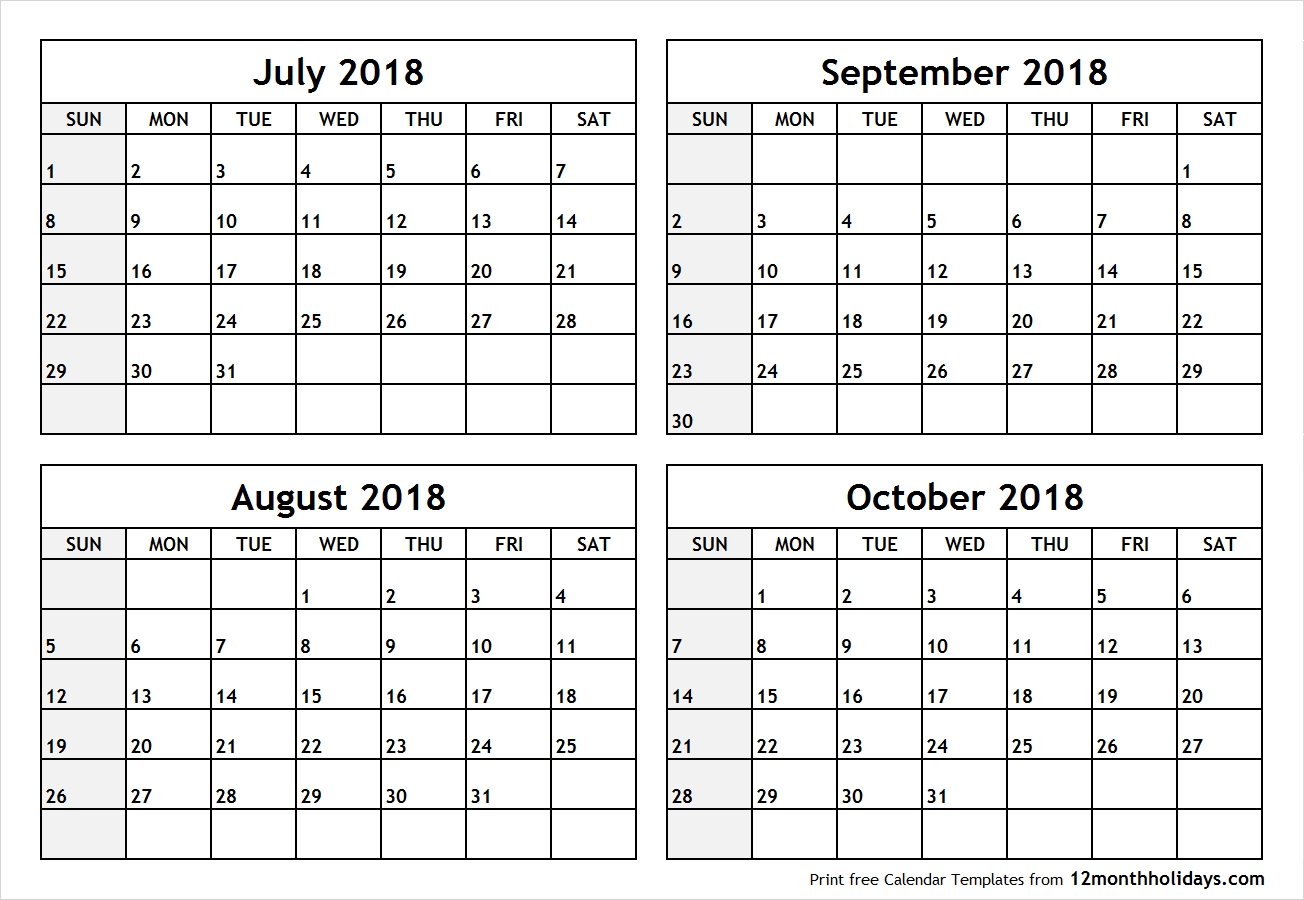 Take Calender For August September Octoer