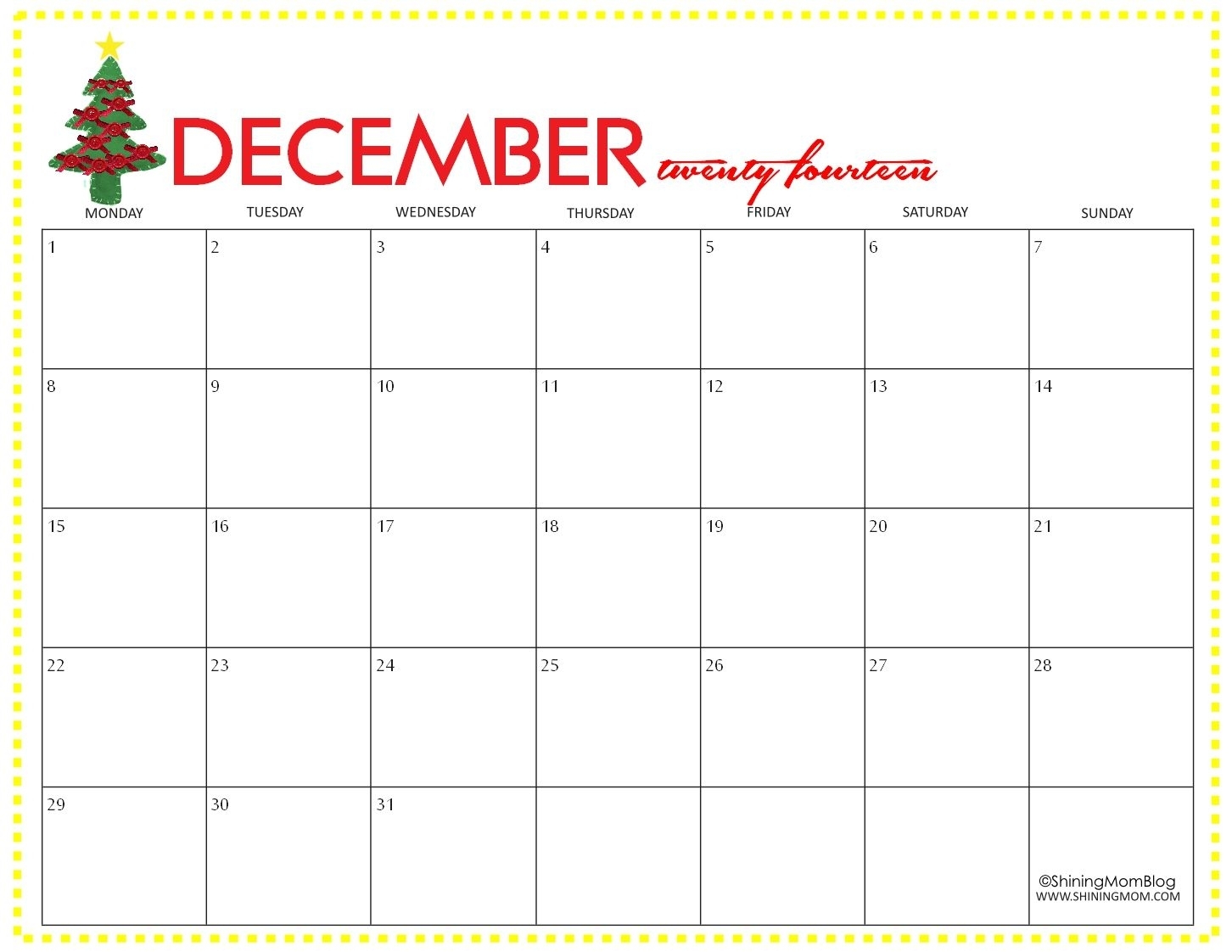 Take December Christmas Calendar Printable
