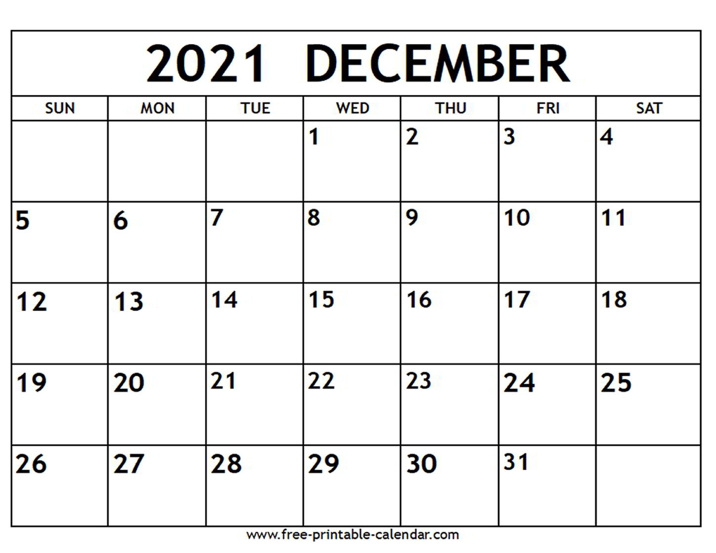 Take Fill In December 2021 Calendar