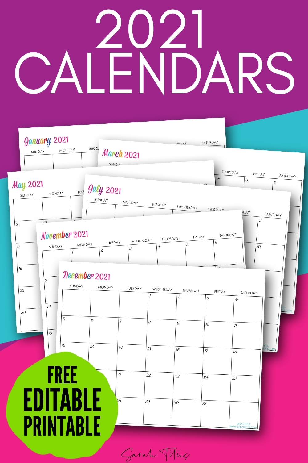 Take Free Fillable Printable 5 Day Calendar 2021