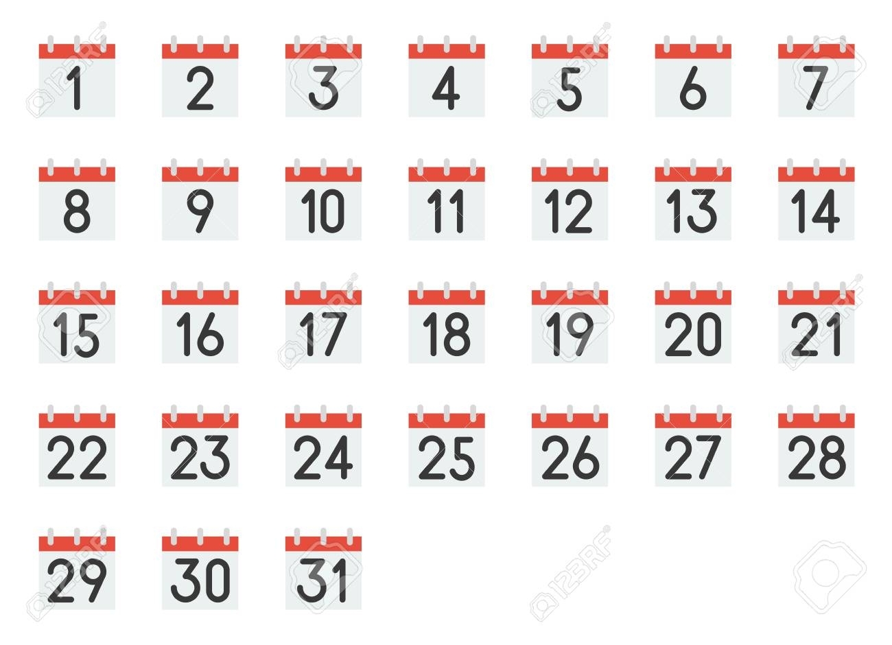 Take Free Printable Calendar Numbers 1-31