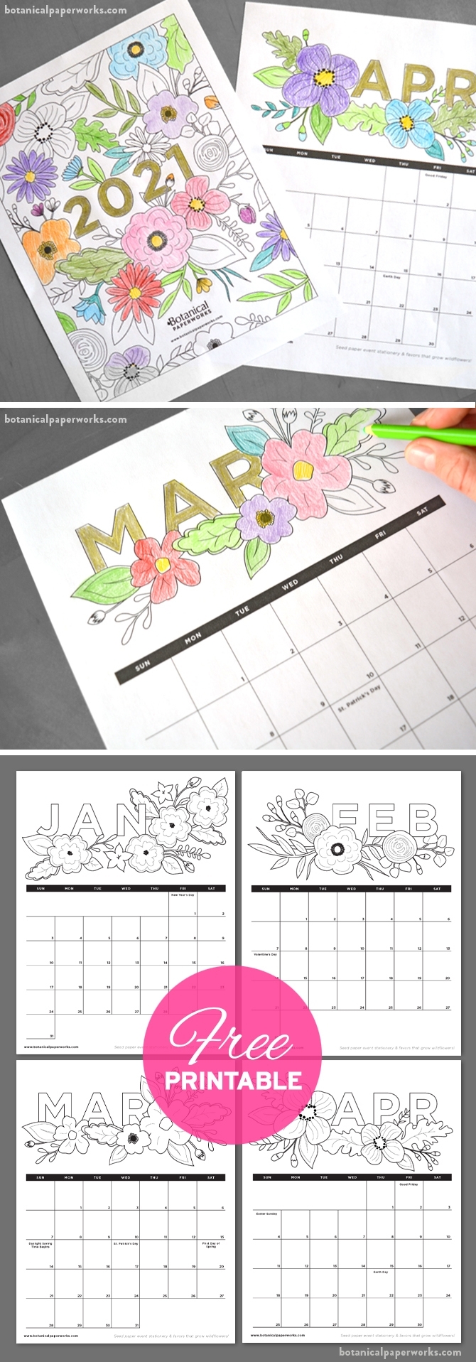 Take Free Printable Coloring Calendar 2021