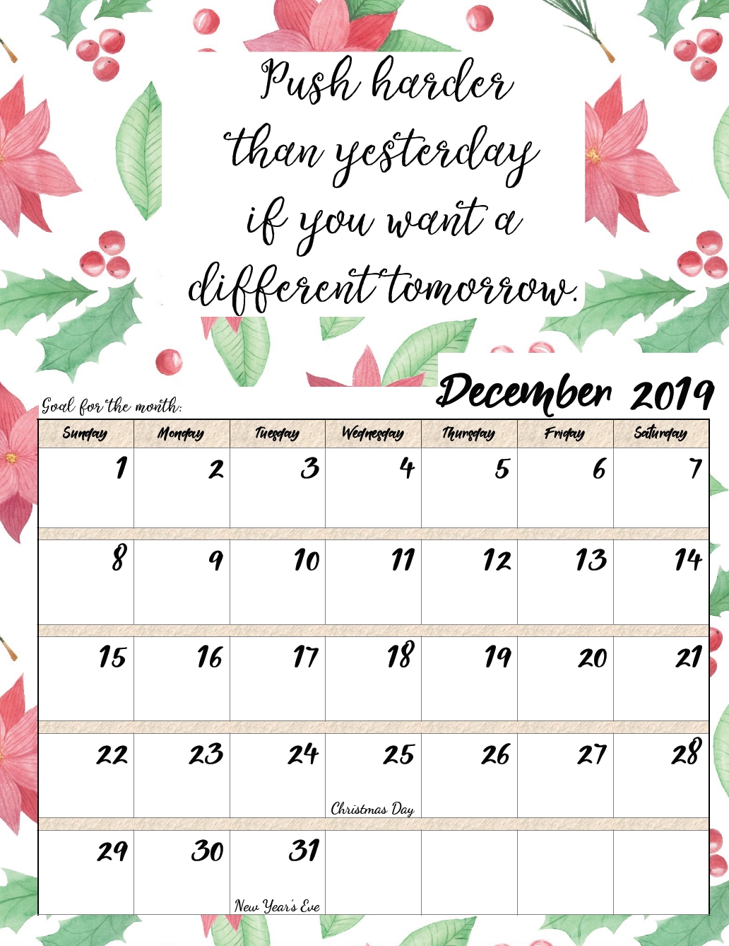 Take Free Printable Inspirational Calendar