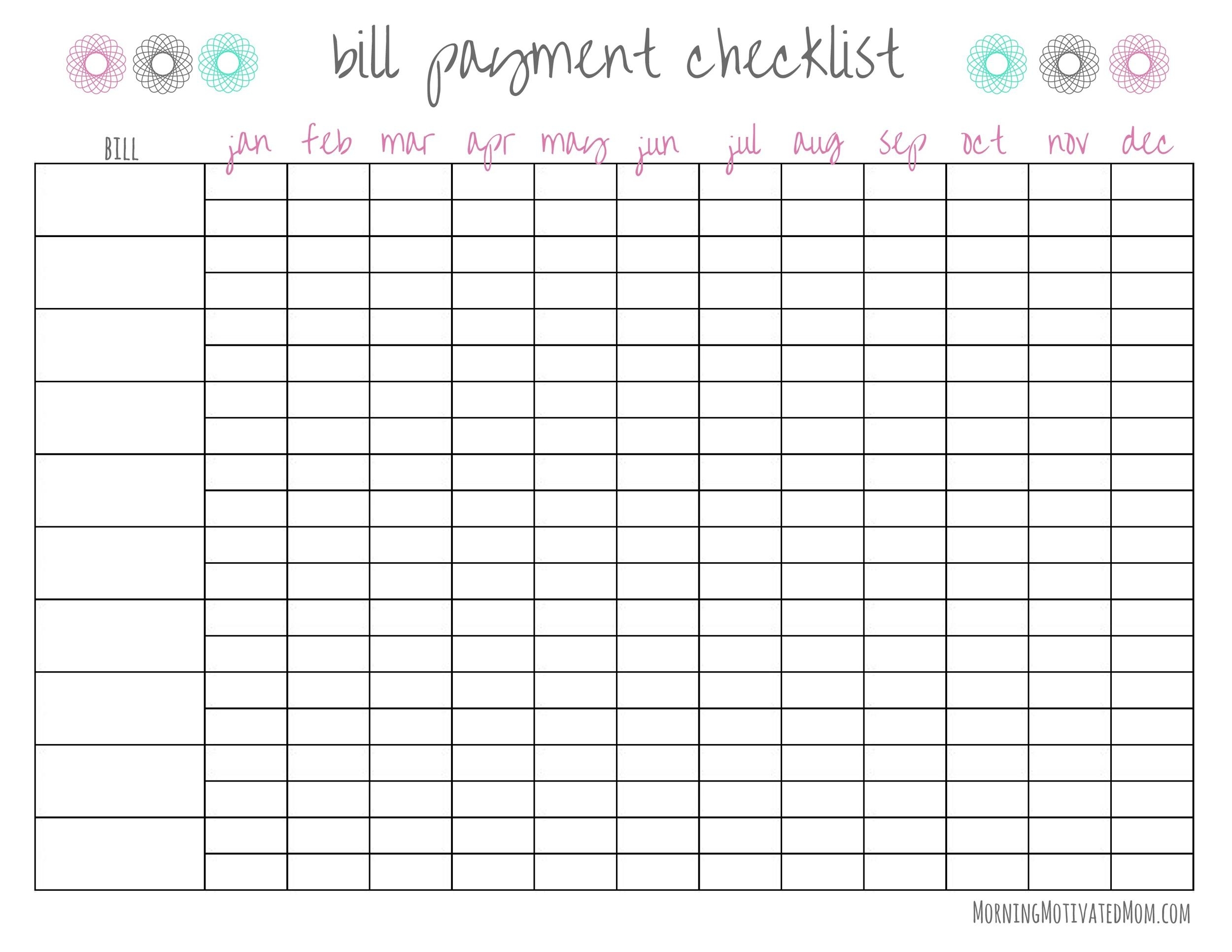 Take Free Printable Payment Checklist Worksheets