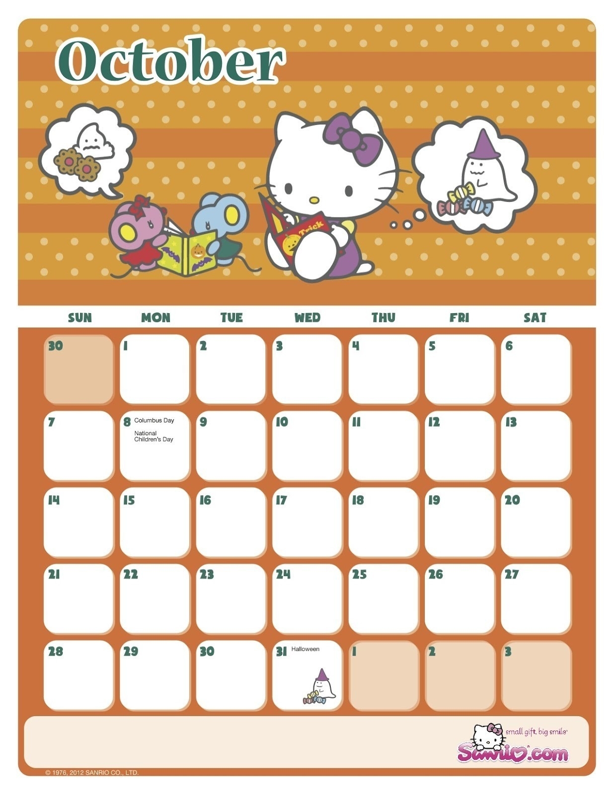 Take Hello Kitty Calendar Template