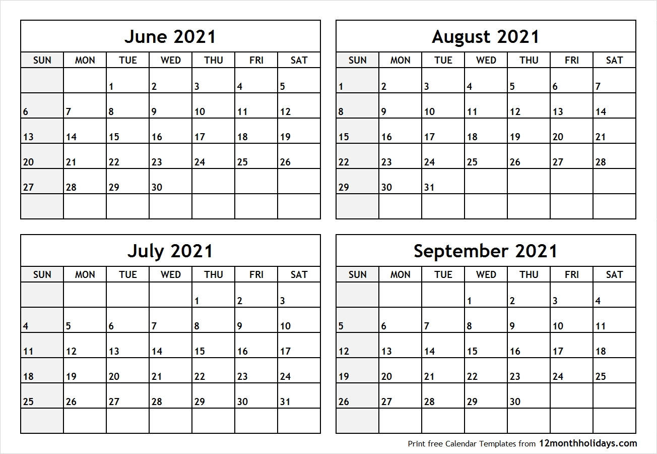 Take June To September 2021 Calendar