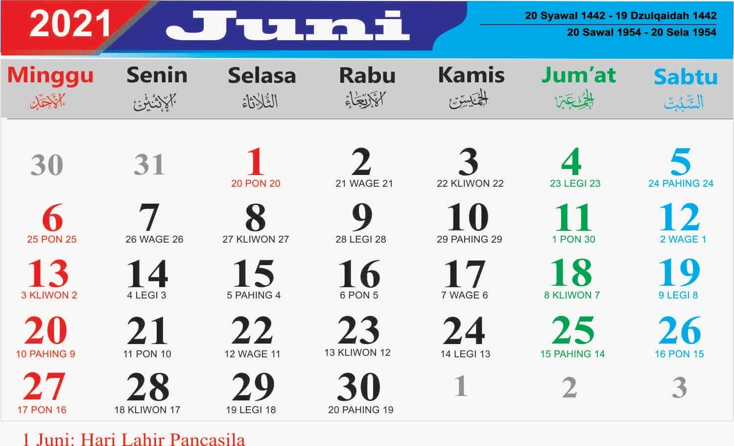 Take Kalender 2021 Juni