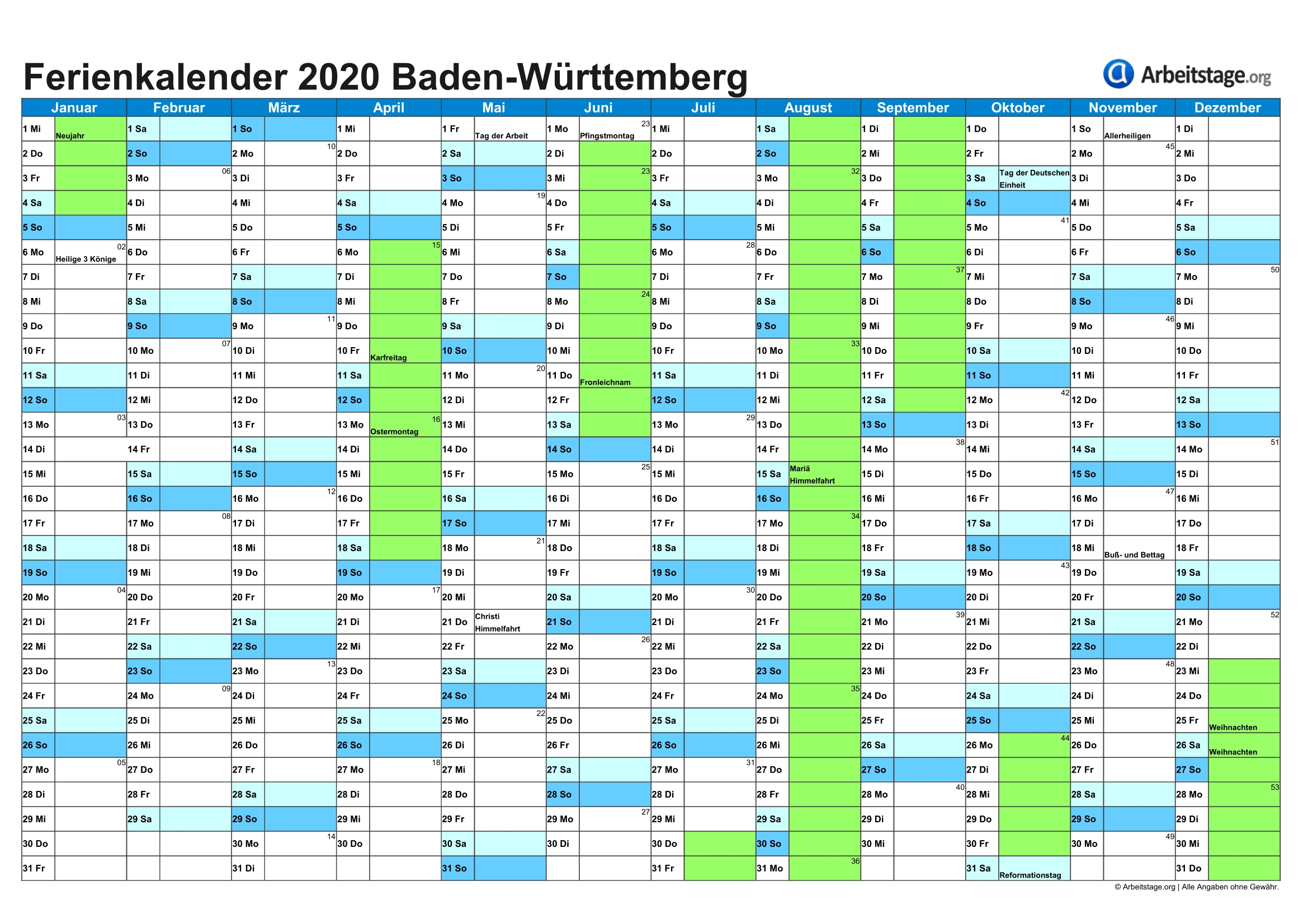 Kalender 2021 Zum Ausdrucken Kostenlos Baden Württemberg | Best Calendar Example