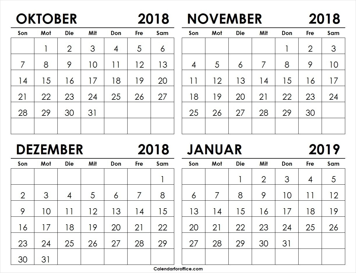 Take Kalender Oktober November December