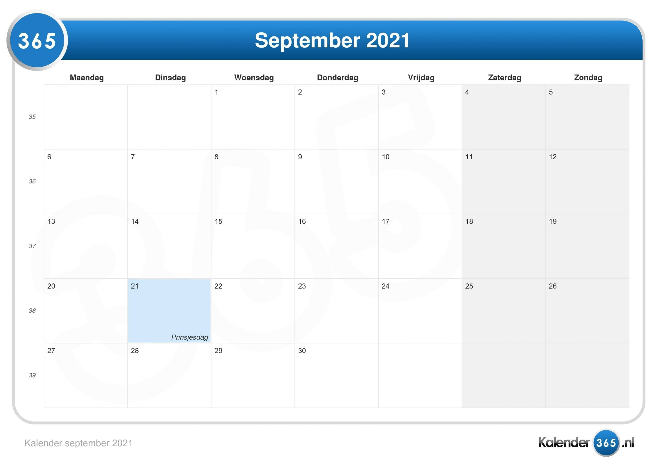 Take Kalender September En Oktober 2021