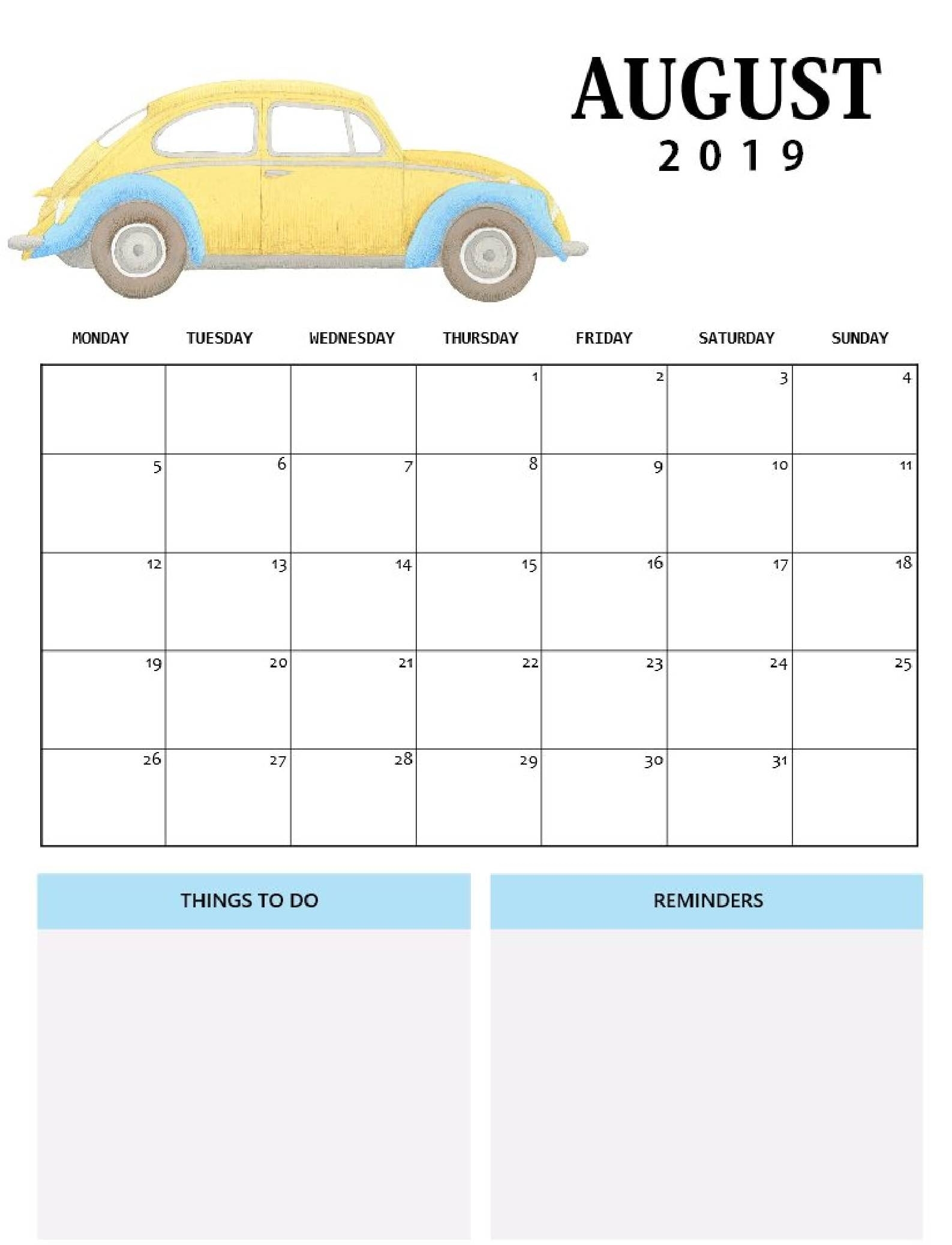 Take Kids August Calendar