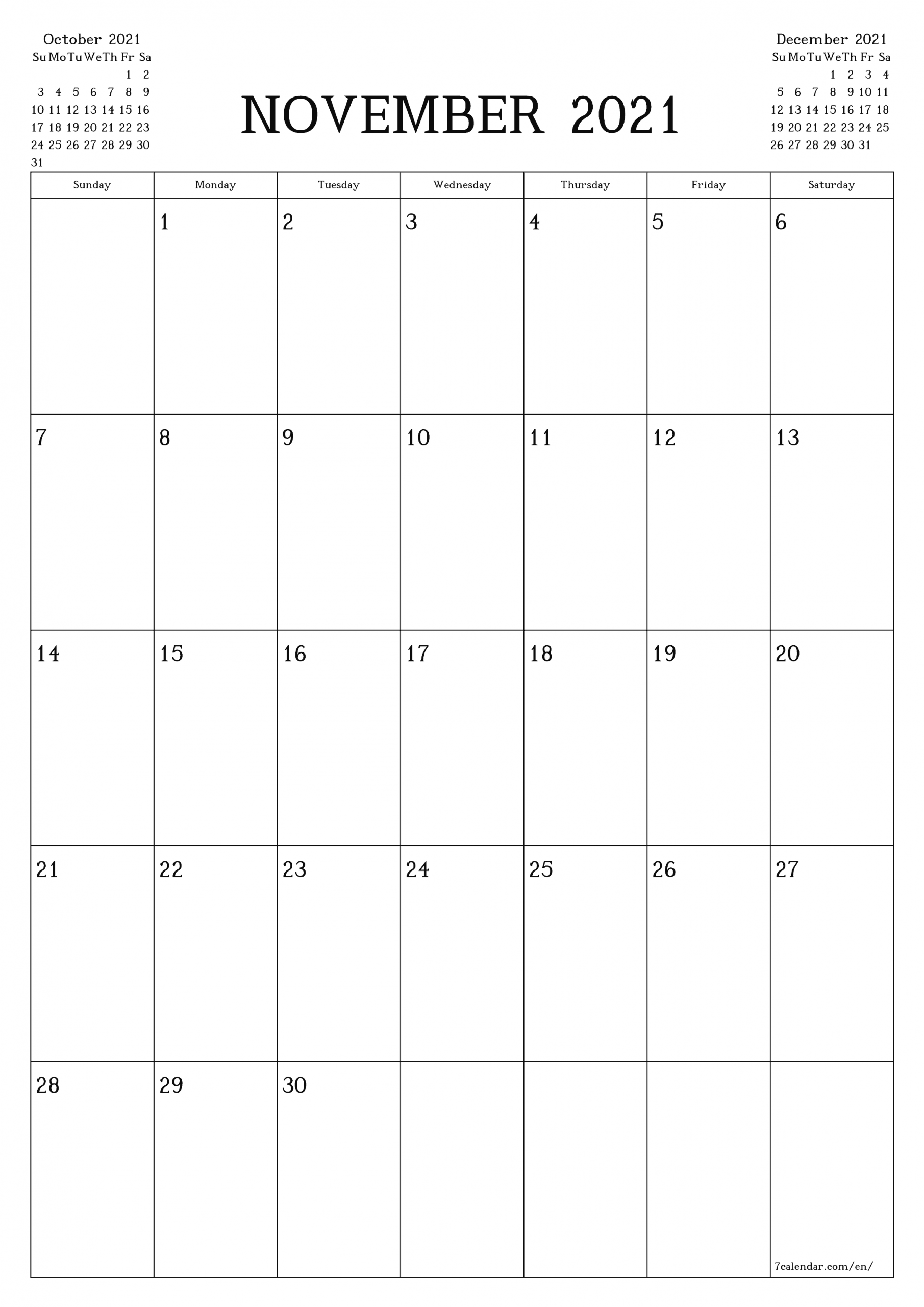 Take Legal Size November 2021 Calendar