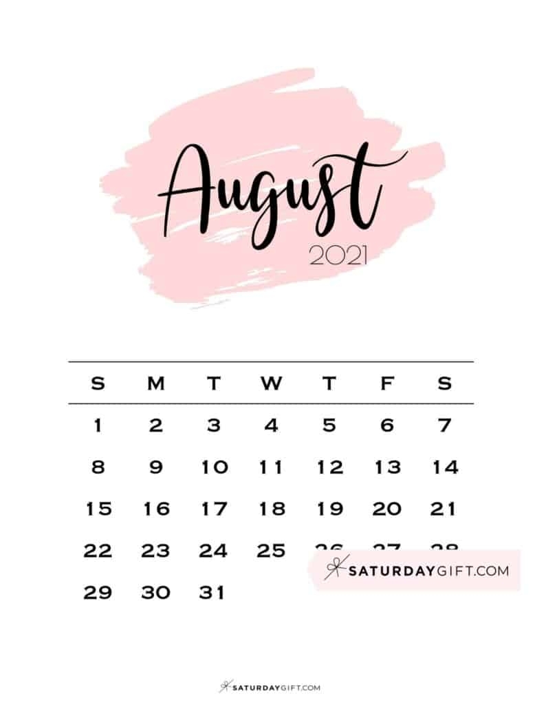 Take Letter Size August 2021 Calendar