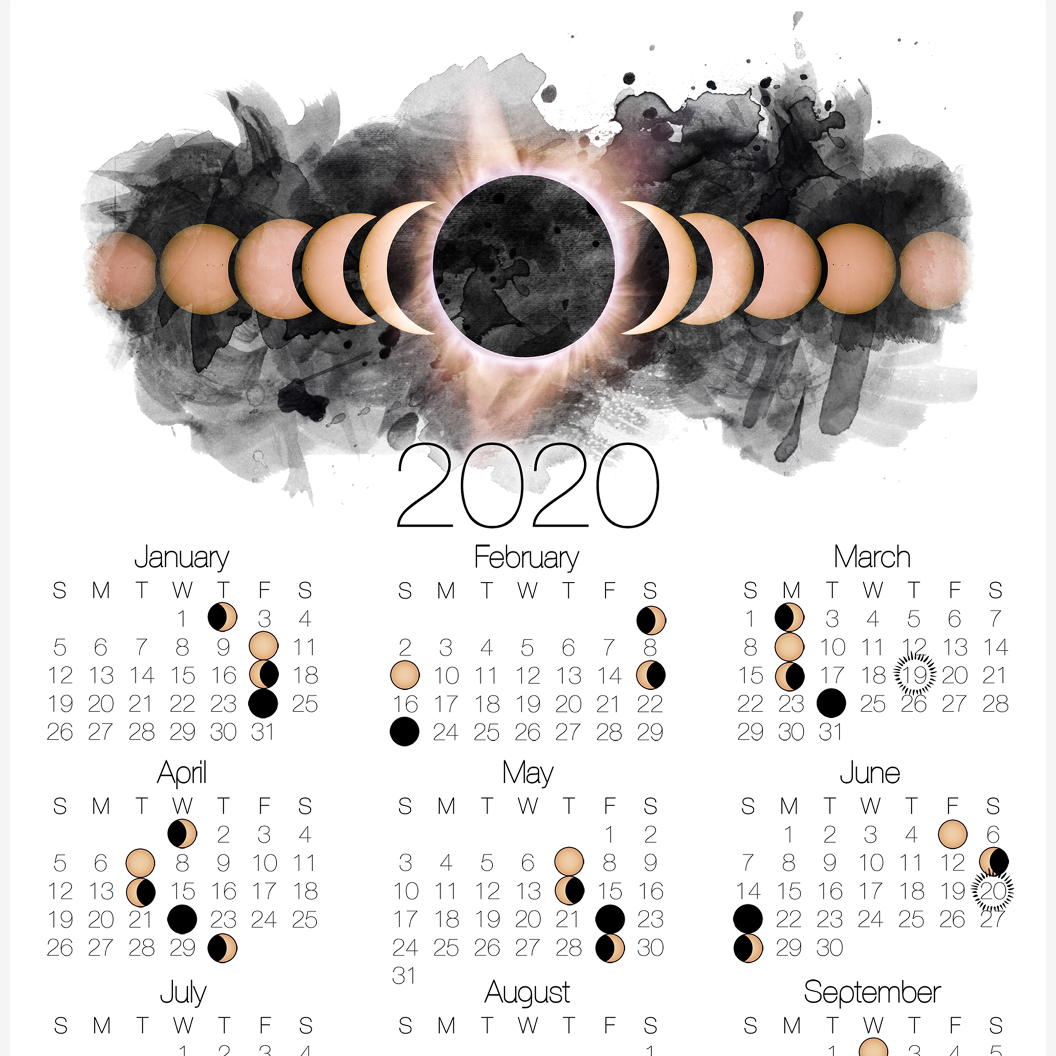 Take Moon Cycle Calendar Print
