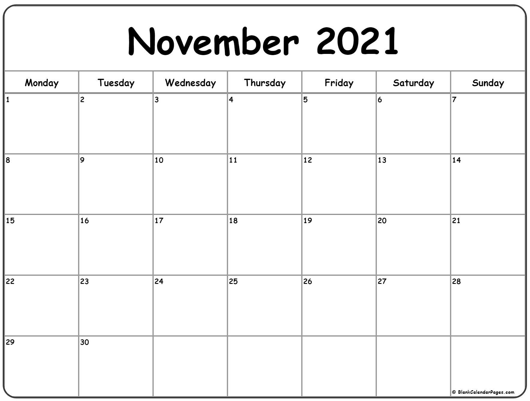 Take November 2021 Calendar With Holidays