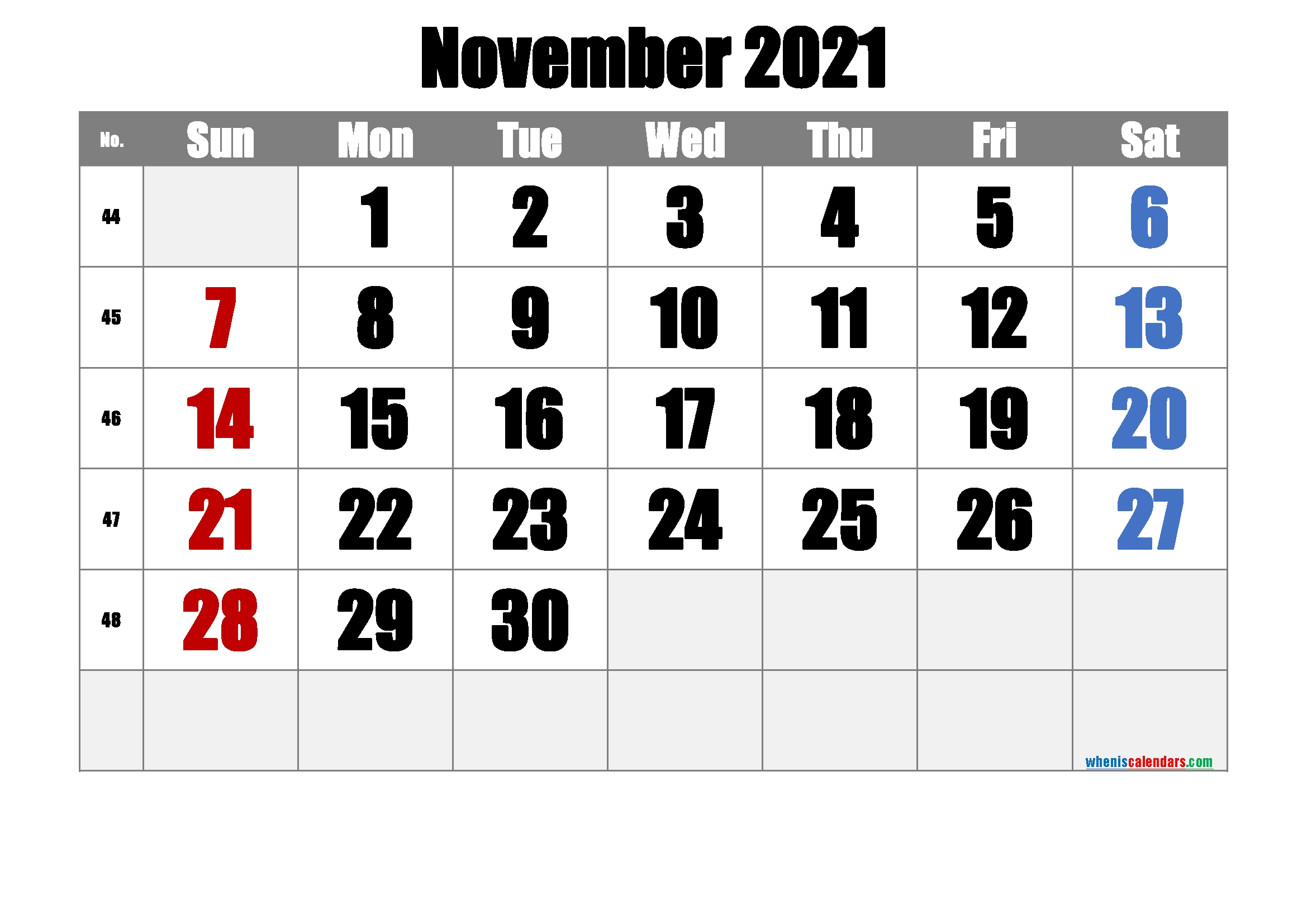 Take November 2021 Calendar