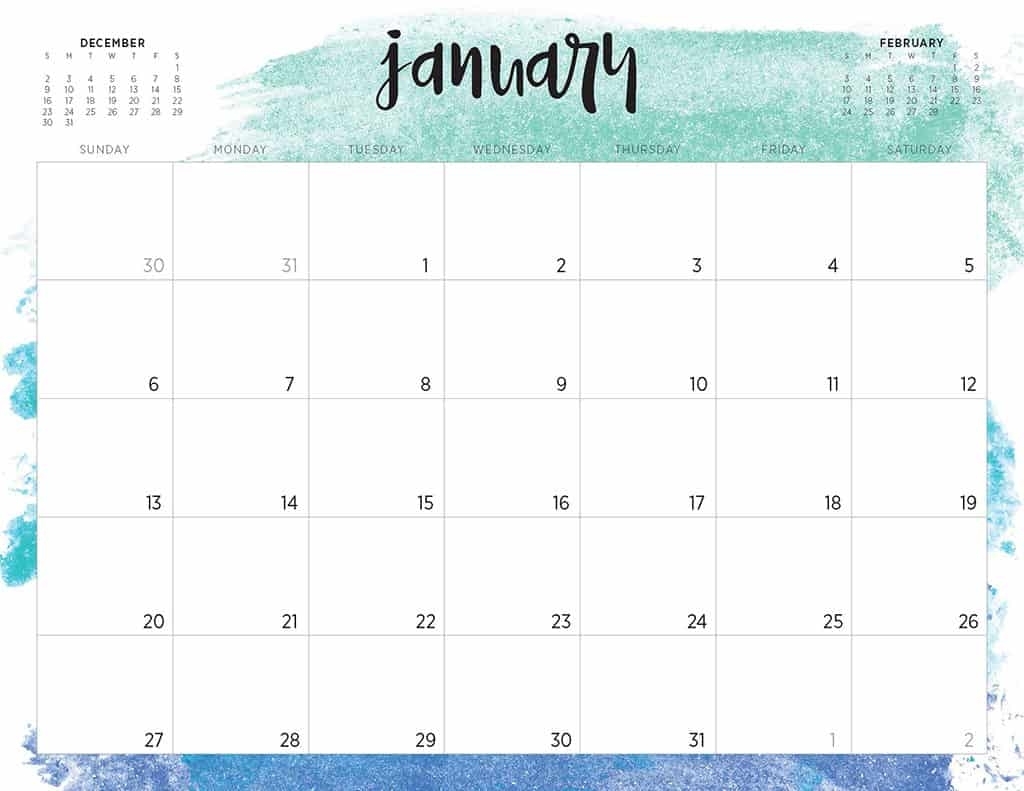 Take Ocean Themed Printable Calendar