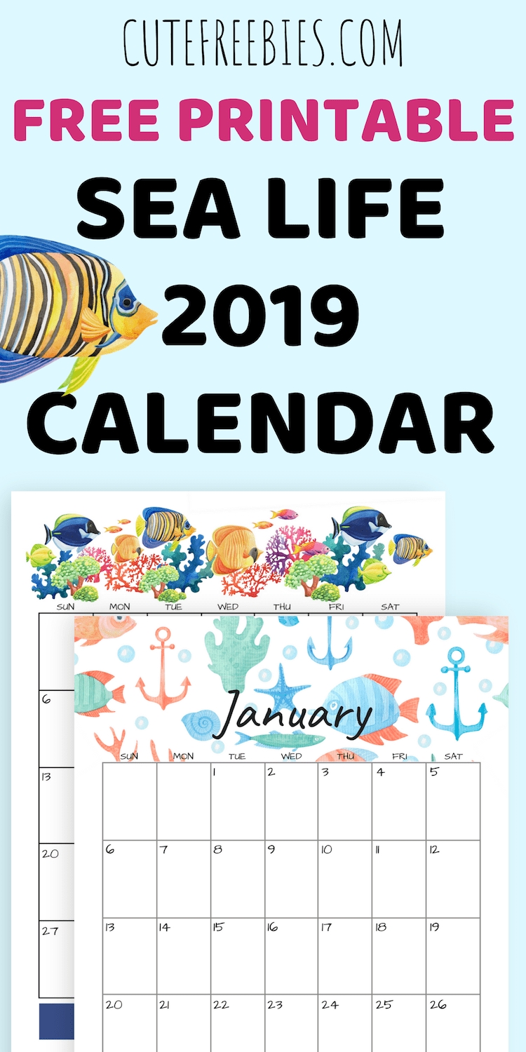 Take Ocean Themed Printable Calendar