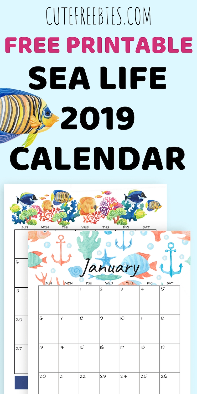 Collect Ocean Themed Printable Calendar Best Calendar Example