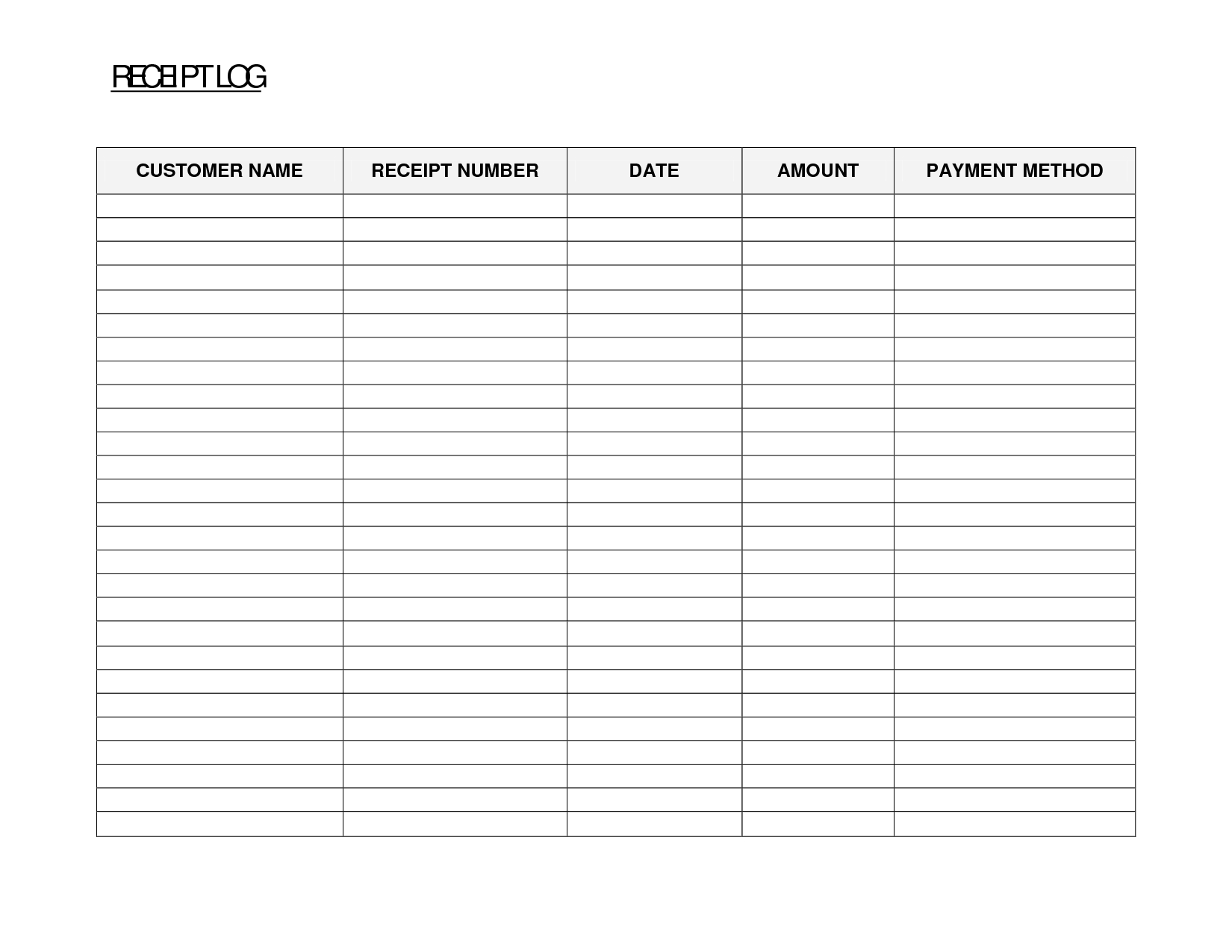 Take Payment Sheet Printable For A Month