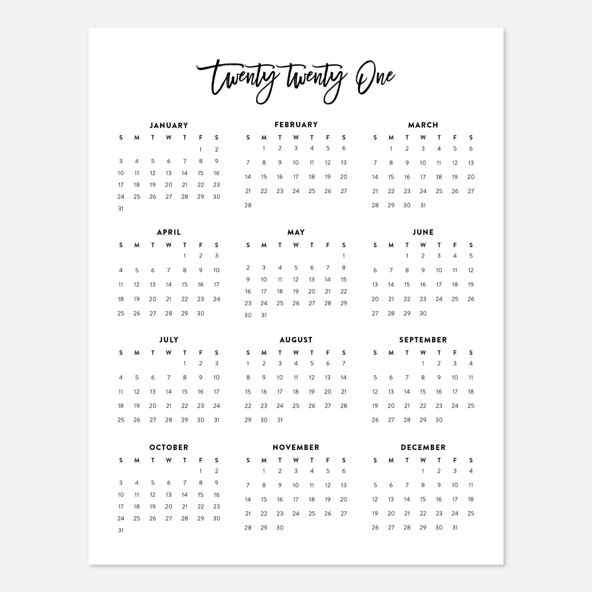 Take Prinable 2021 Calendar No Downloads