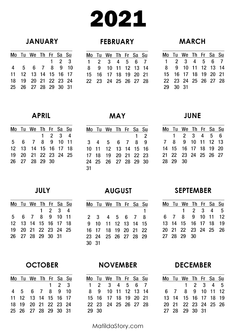 Take Print Free 2021 Calendar Without Downloading Pdf