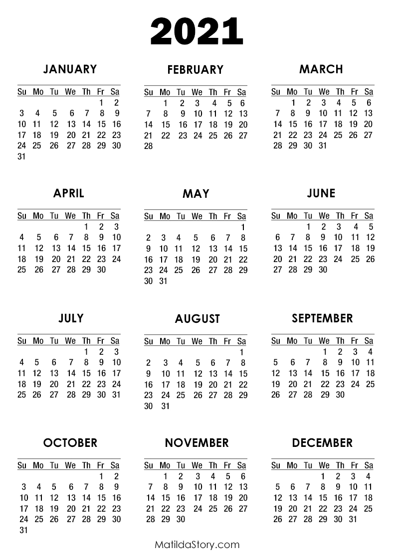 Take Printable Calendar 2021 Starts On Monday