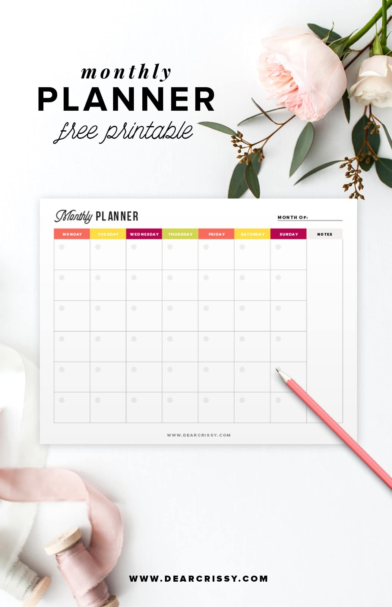 Take Printable Undated Month