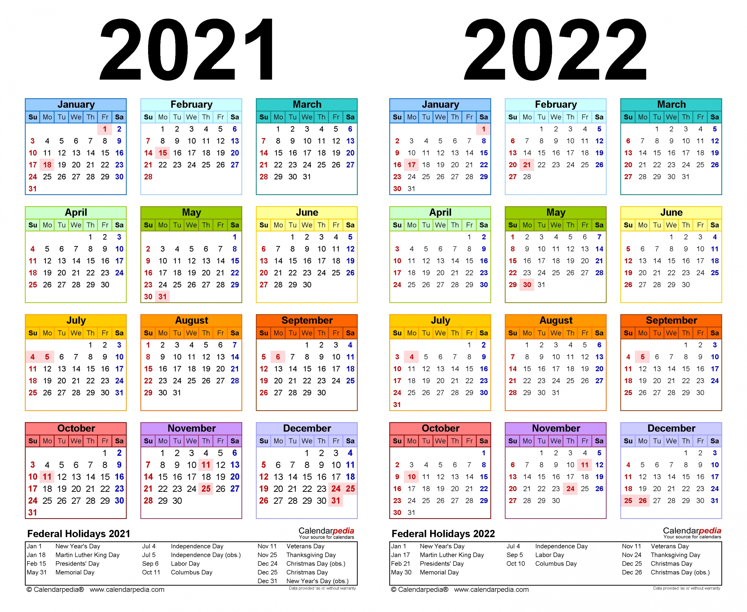 Take Printable Yearly Calendars 2021 2022