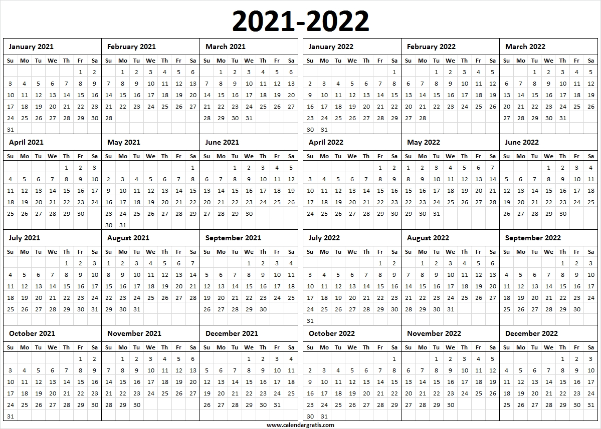 Take Printable Yearly Calendars 2021 2022