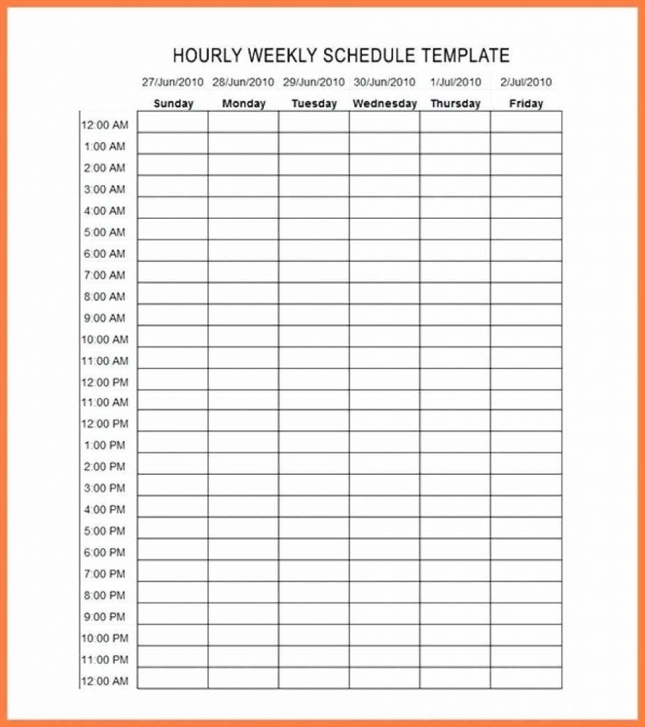 Schedule Monday Friday Hourly Best Calendar Example