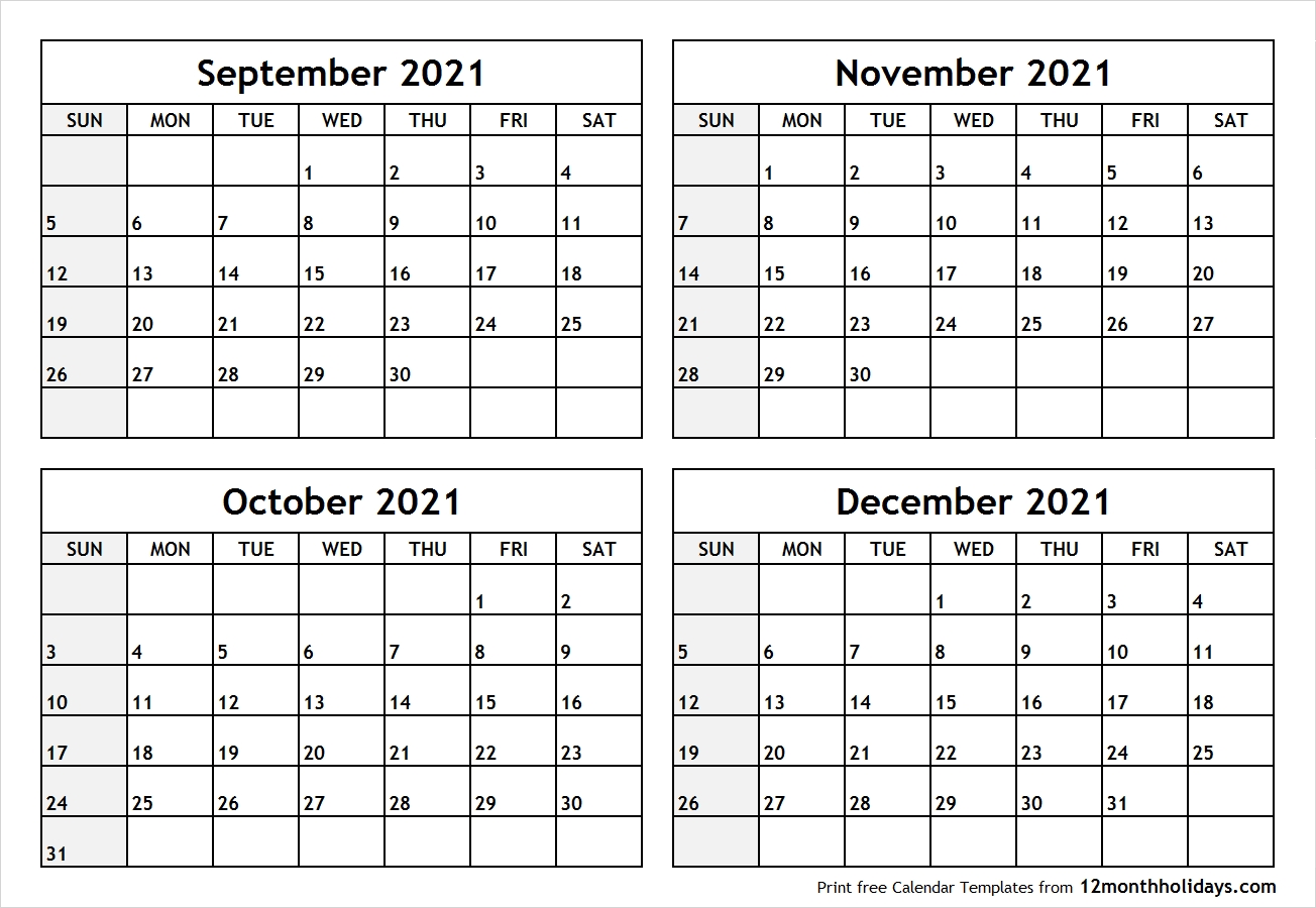 Take September To December 2021 Calendar