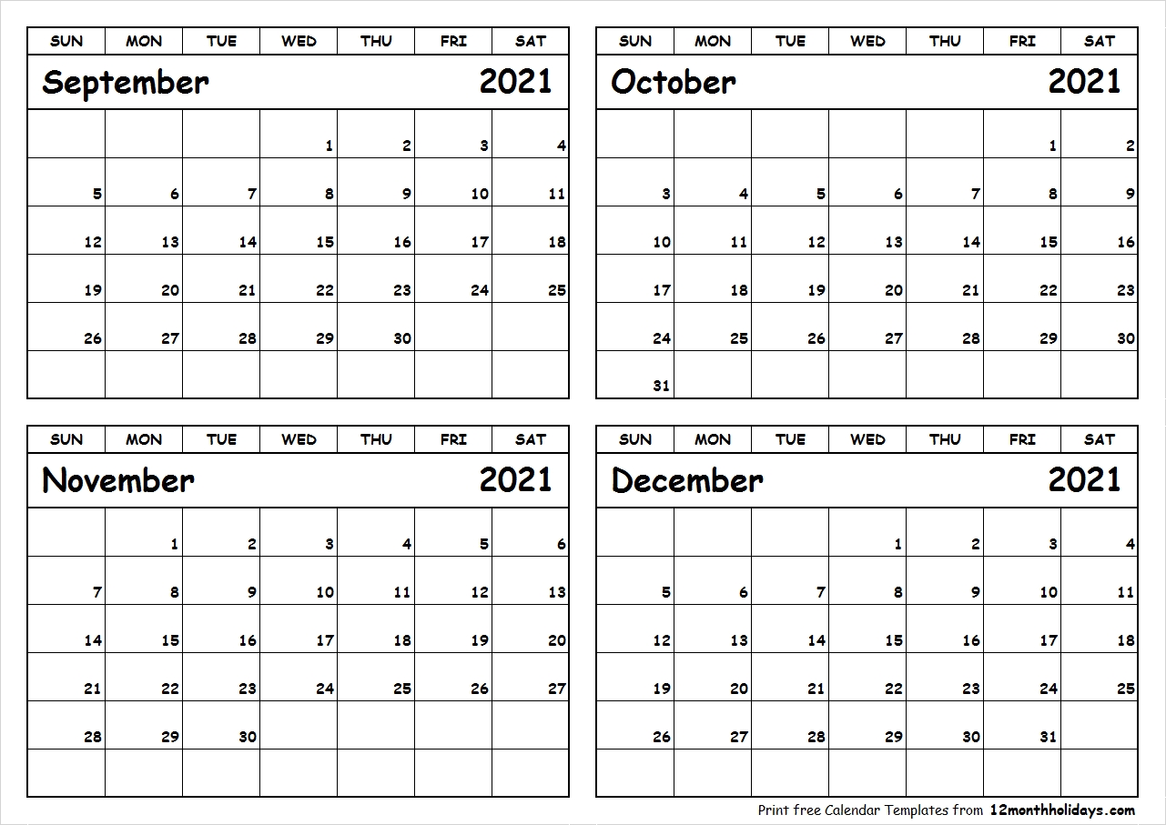 Take September To December 2021 Calendar