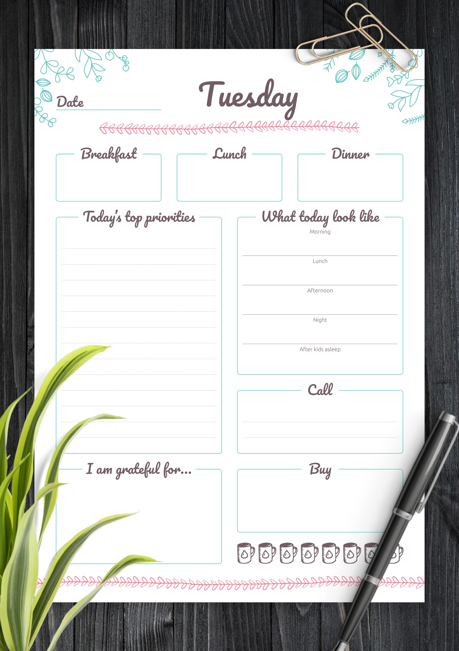 Take Seven Day Blank Planner