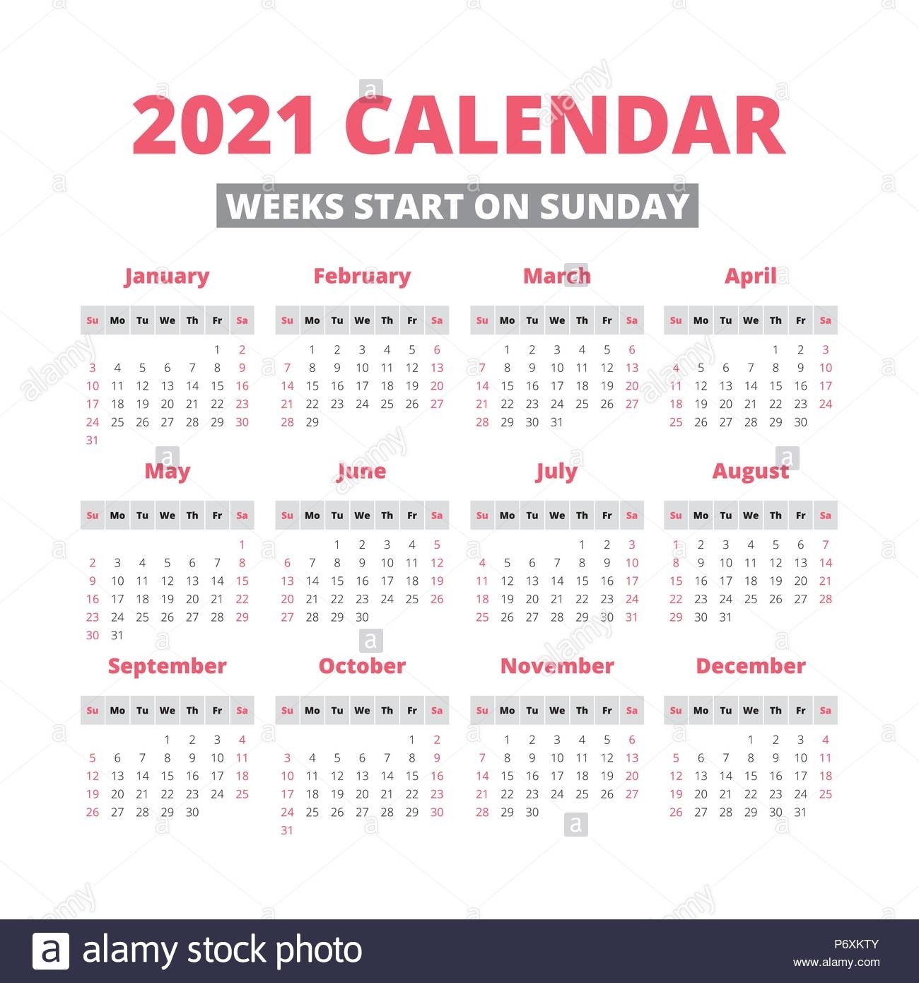 Take Week Calendar 2021 Sunday To Saturday