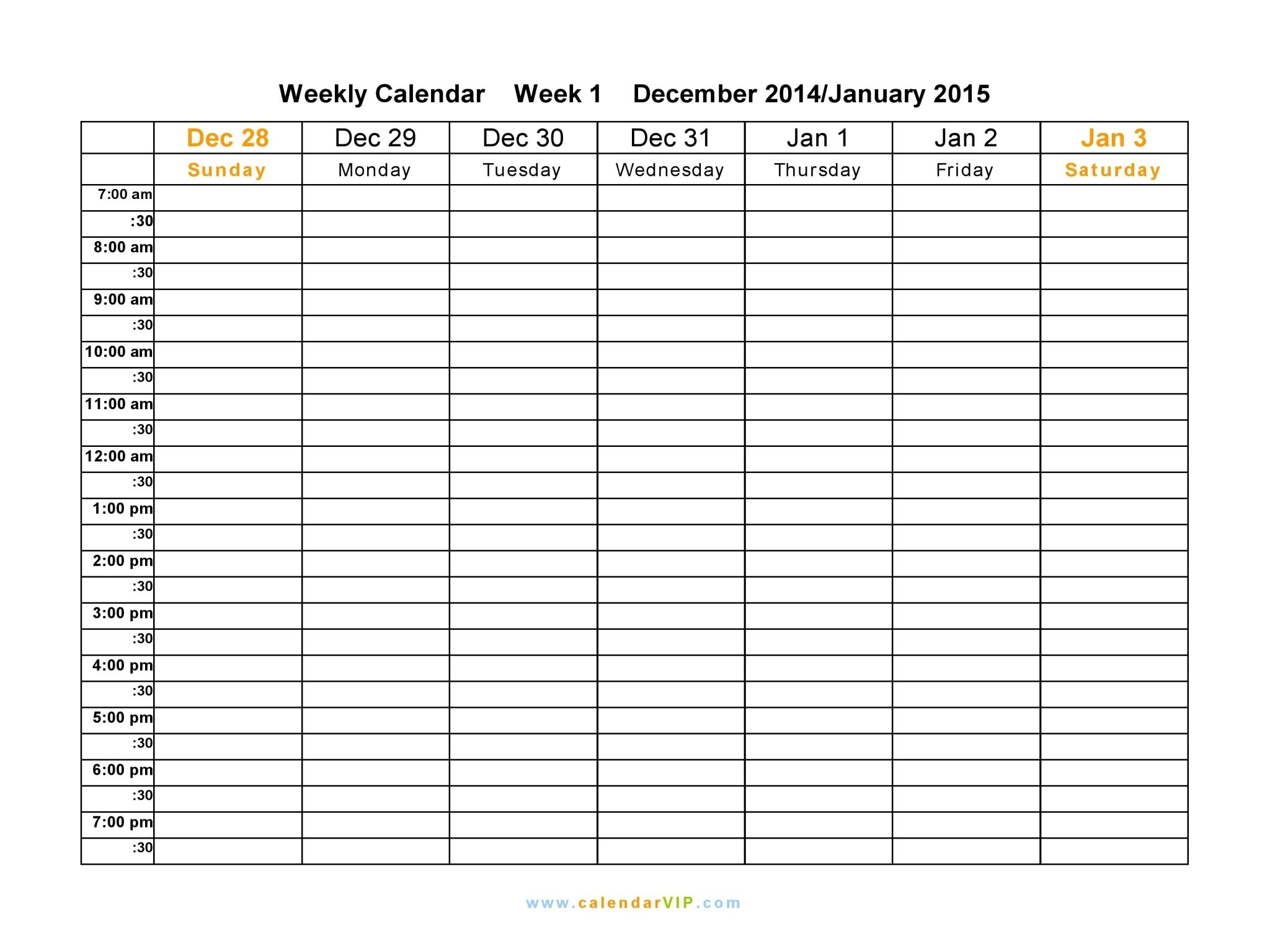 Take Week Calendar Printable Am Pm