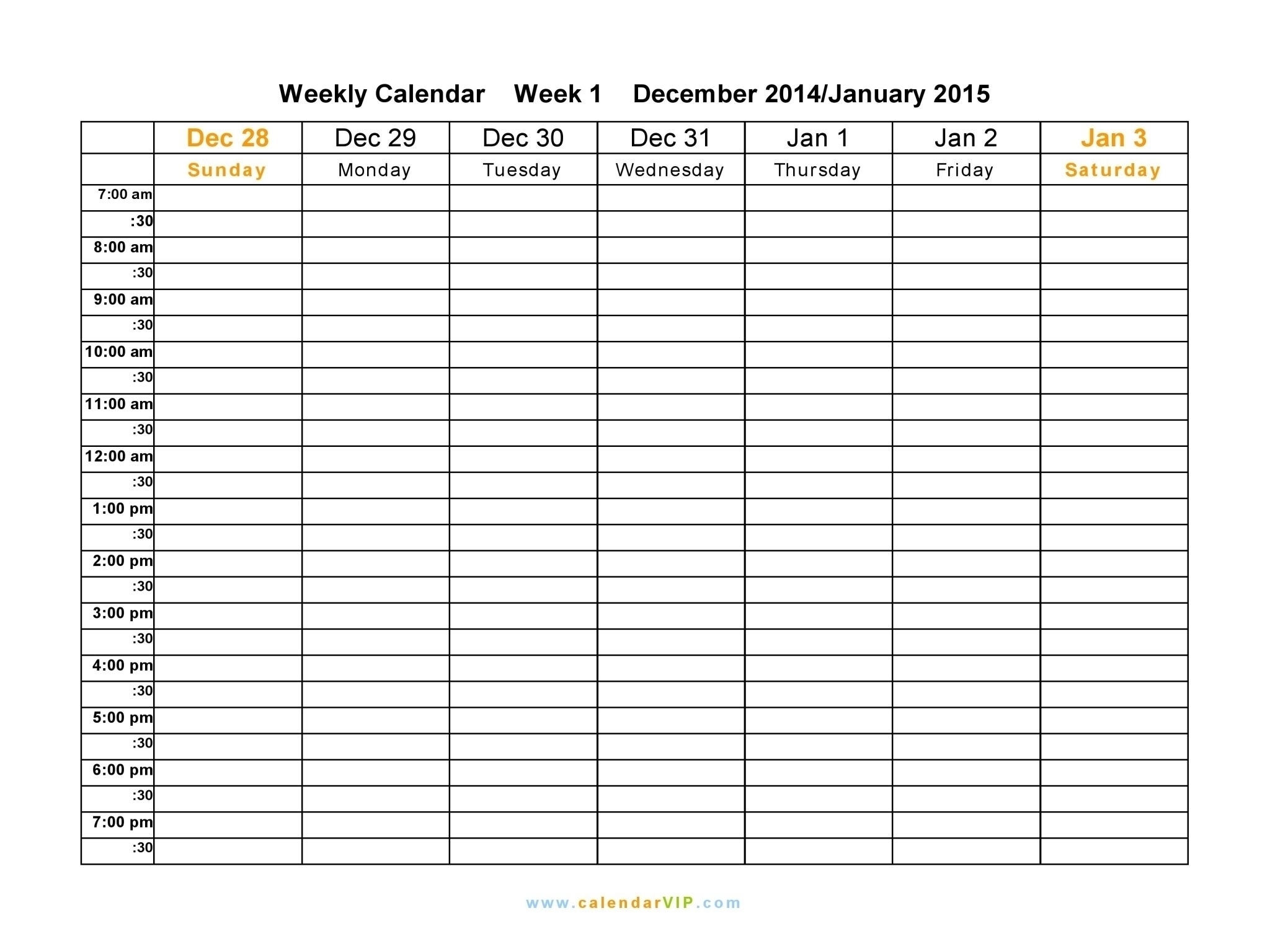 Take Weekly Calendar Am/Pm