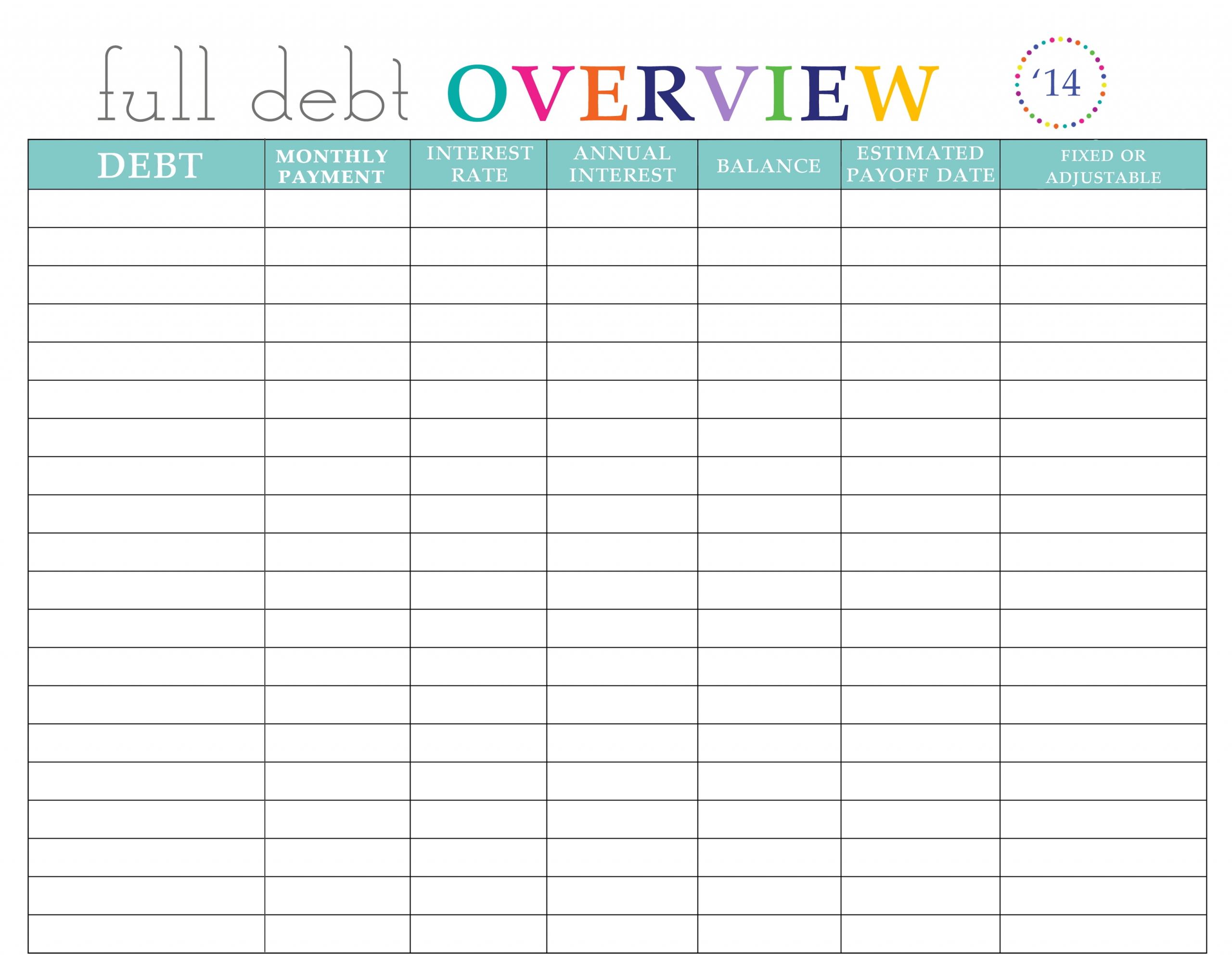 Take Weekly Payments Worksheets