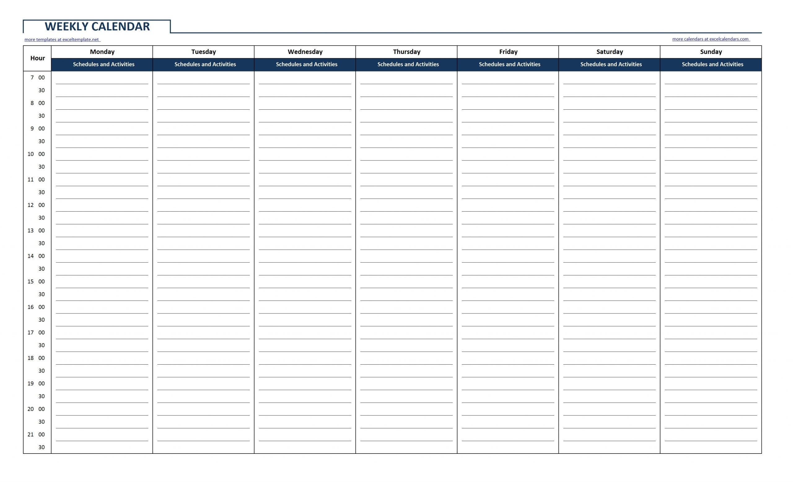 Take Weekly Schedule Template With Time Slots