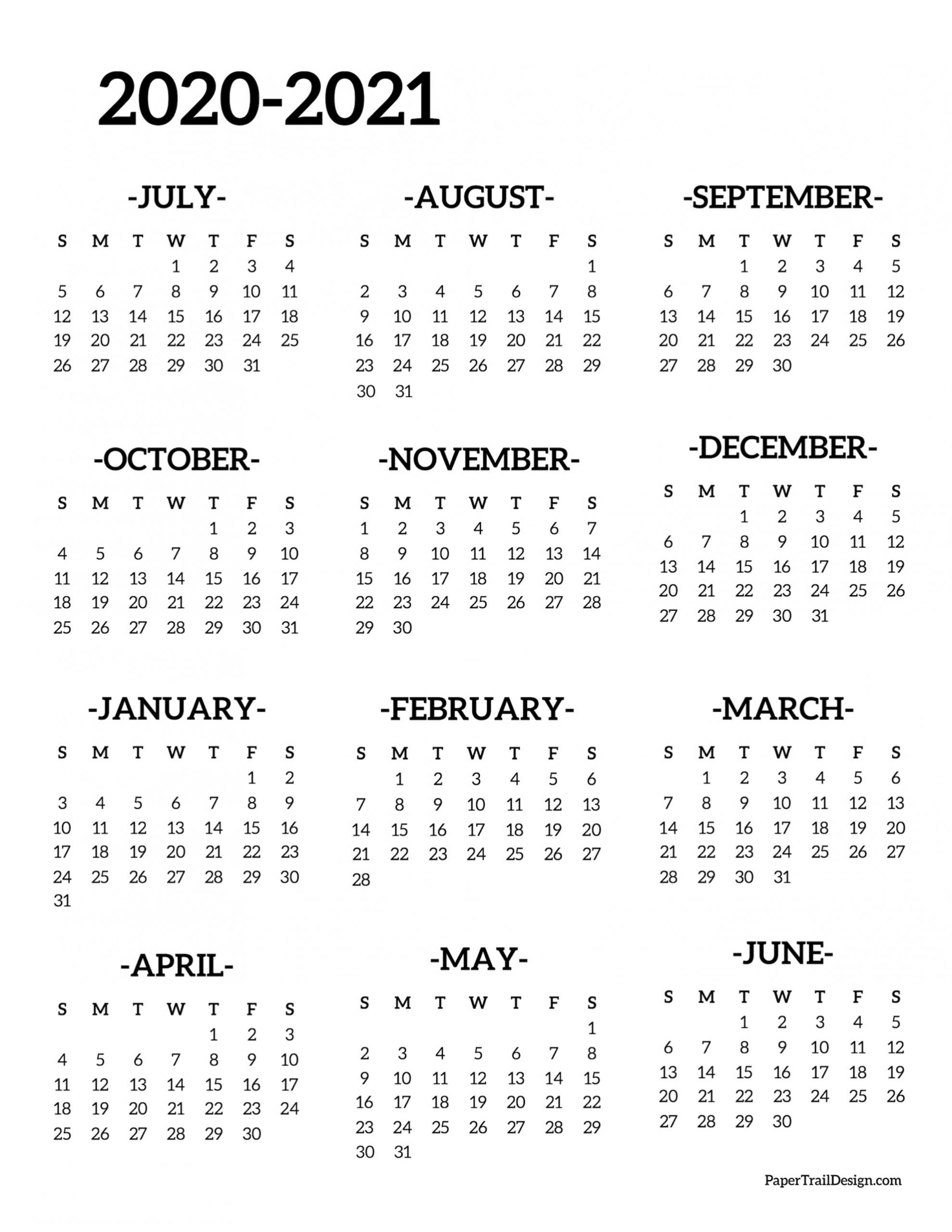 Take Year At A Glance Calendar 2021 Free Printable