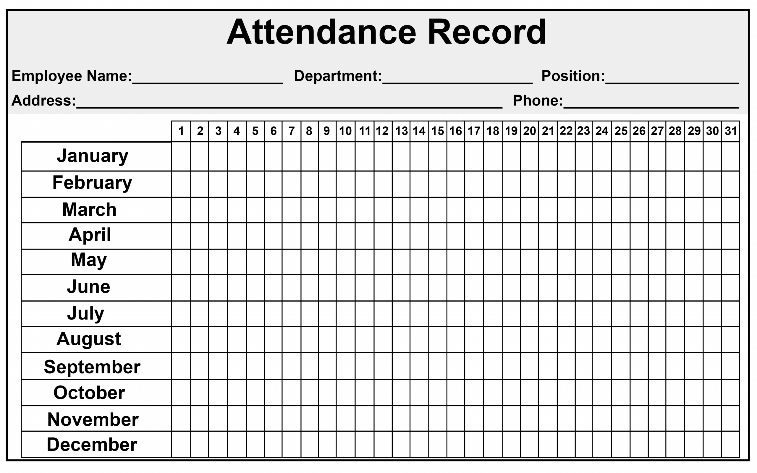 Catch Attendance Calendars Free Printable