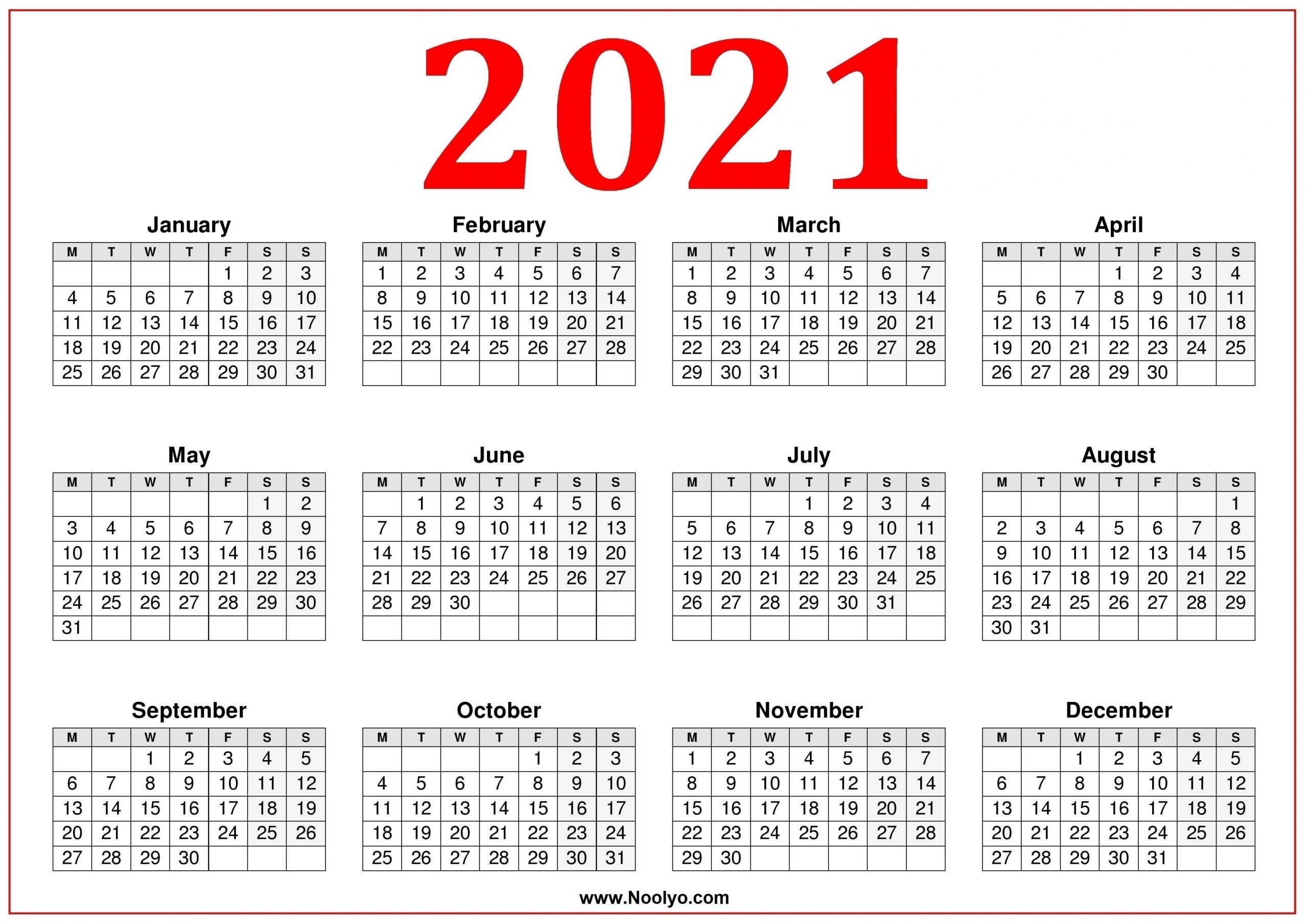 Catch Calendar 2021 Start With Monday