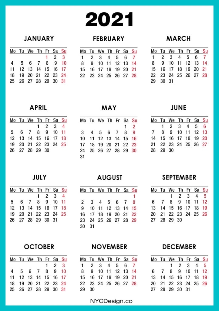 Catch Calendar 2021 Start With Monday