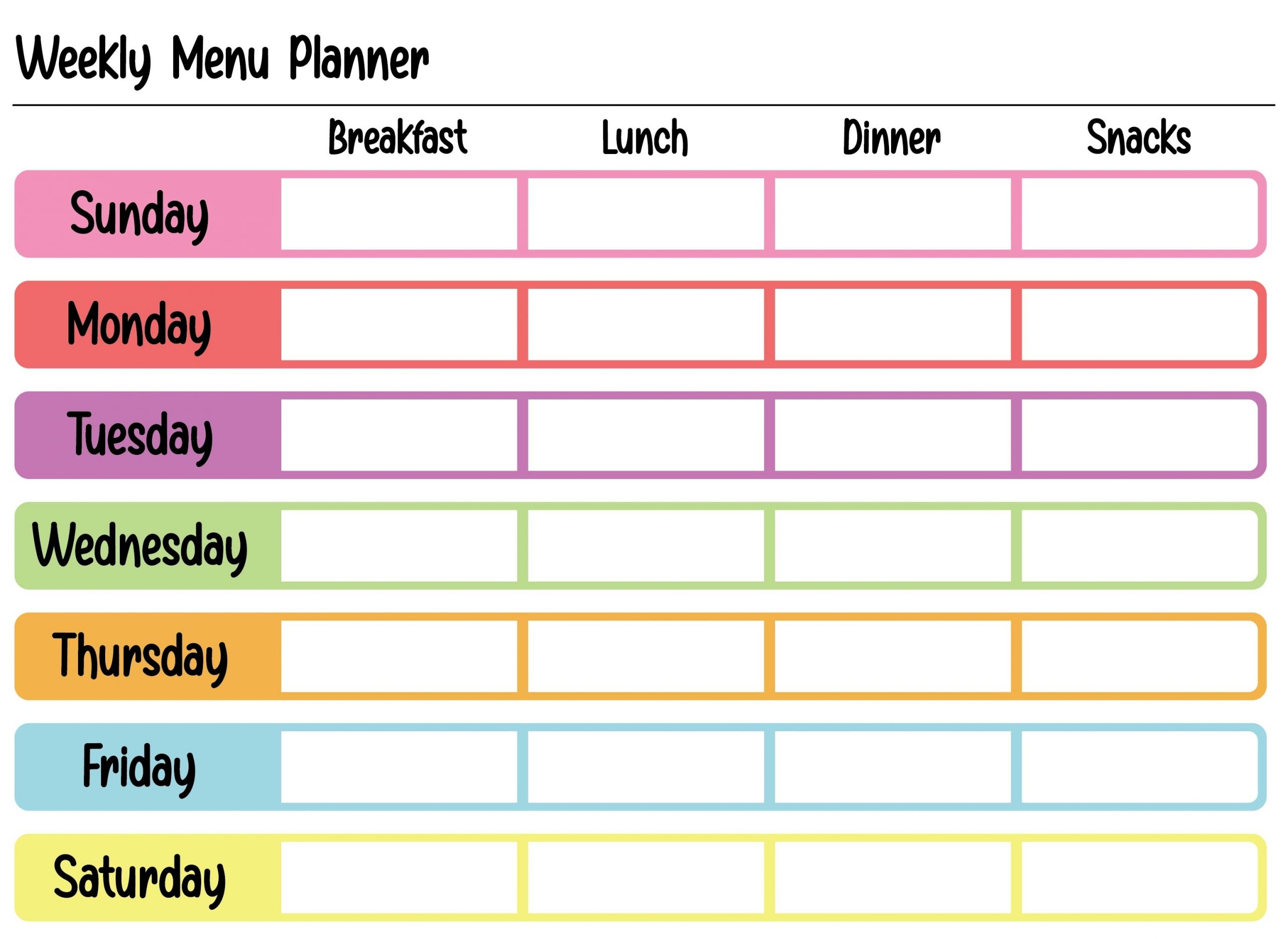 Catch Meal Plan Calendar Printable