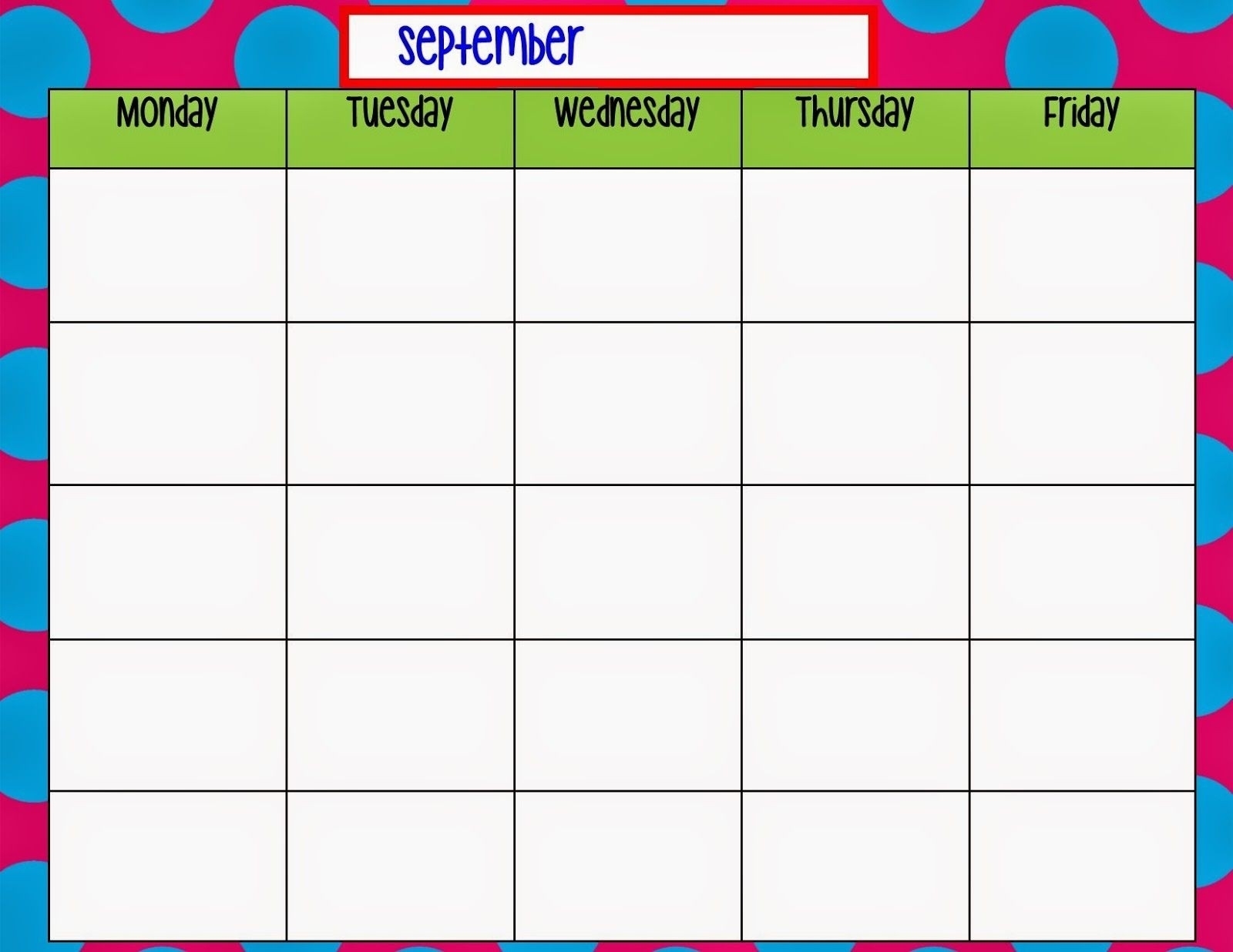 Monday To Friday Excel Best Calendar Example