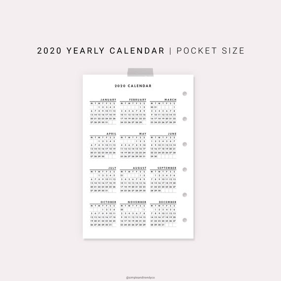 Catch Pocket Size Printable Calendar