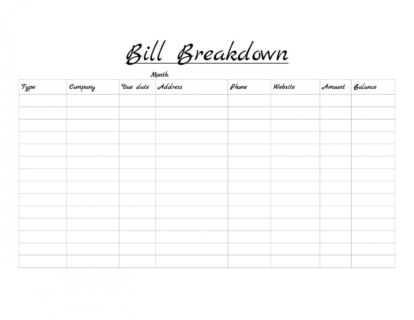 Catch Printable Bill Calendar Organizer