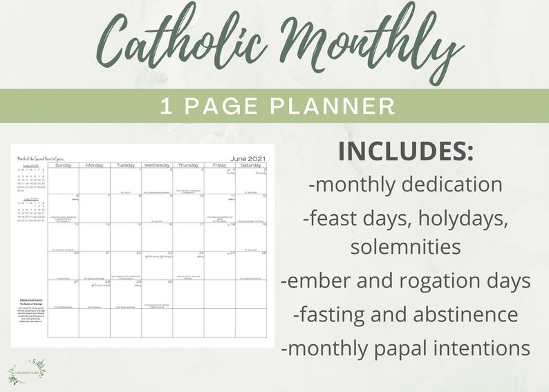 Catch Printable Catholic Liturgical Calendar 2021