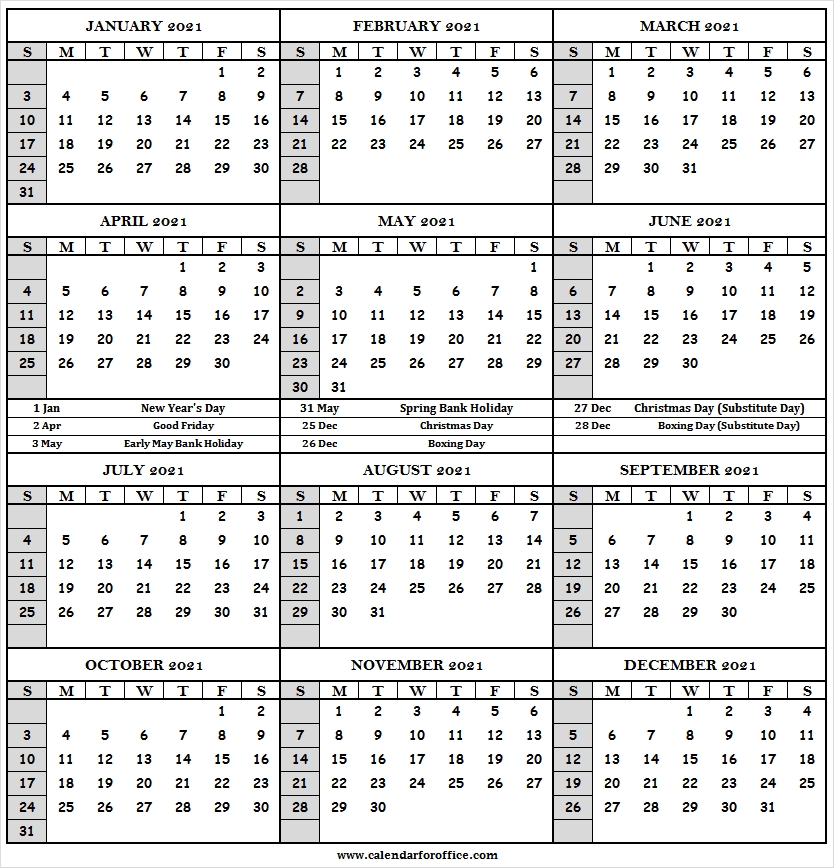 Catch Week Wise 2021 Calendar