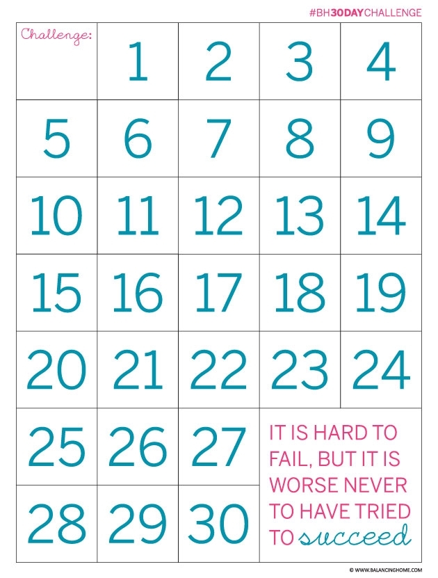Collect 30 Day Printable Calendar
